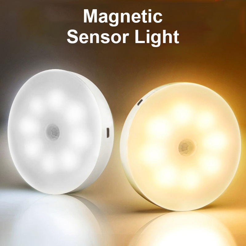 Smart Motion Sensor Night Light – Magnetic USB Rechargeable LED Lamp