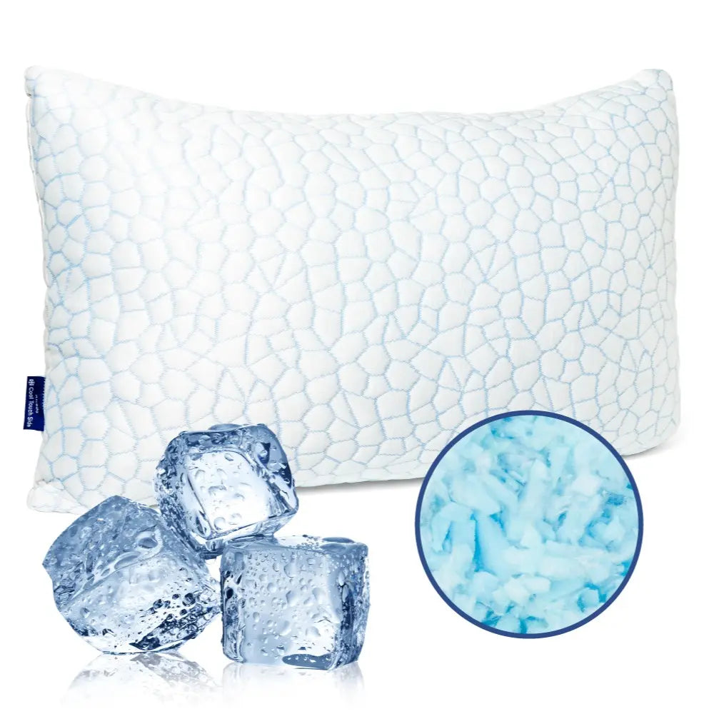 Cooling Pillow – Adjustable Shredded Memory Foam Pillow with Cooling-to-the-Touch Fabric, Dual-Sided Comfort & Breathable Support