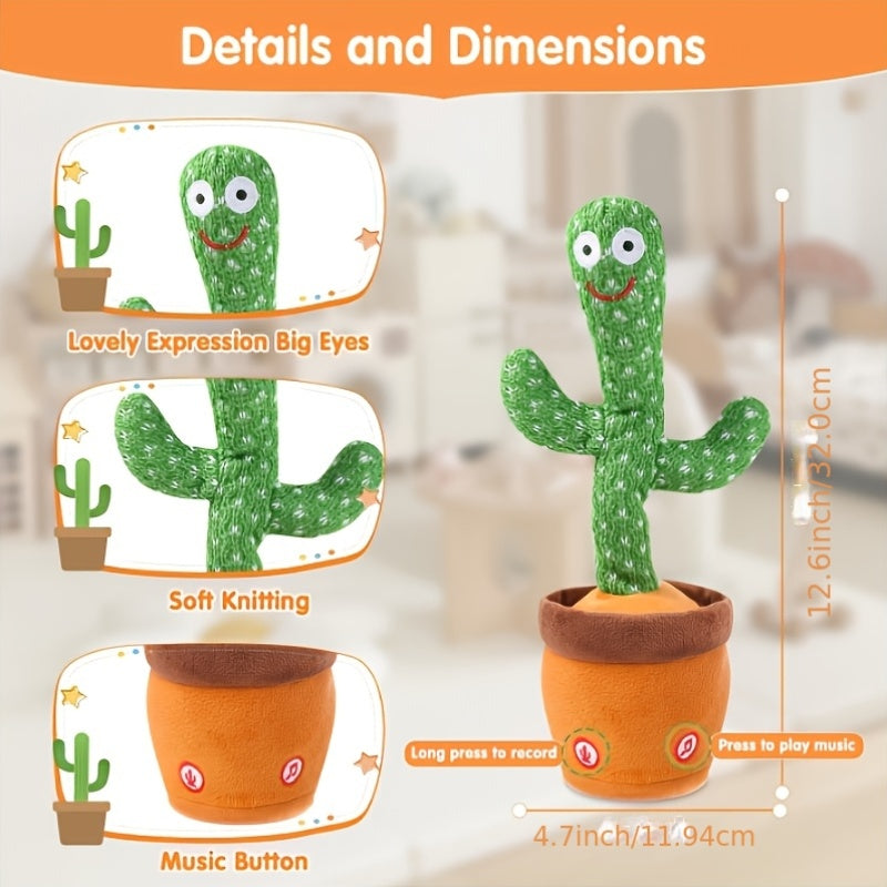 Interactive Dancing Cactus Toy | Singing, Talking & Mimicking Plush Toy for Babies & Toddlers | Early Learning & Fun Kids Toy
