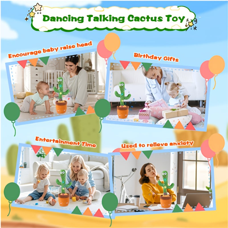 Interactive Dancing Cactus Toy | Singing, Talking & Mimicking Plush Toy for Babies & Toddlers | Early Learning & Fun Kids Toy