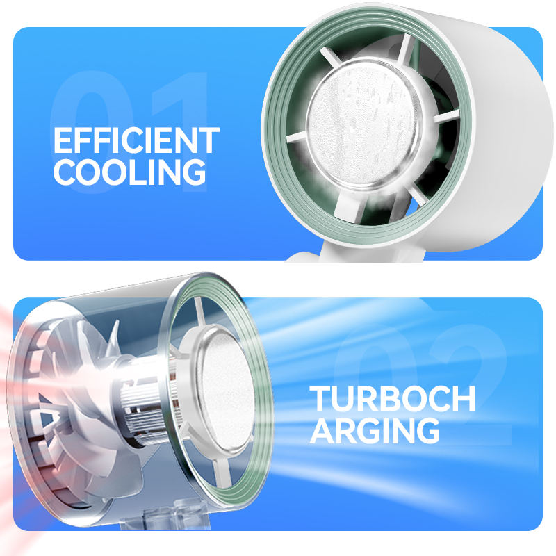 NEW 2026 Portable Ice Cooling Fan – 4000mAh Rechargeable Turbo Fan with Semiconductor Cooling & Digital Display
