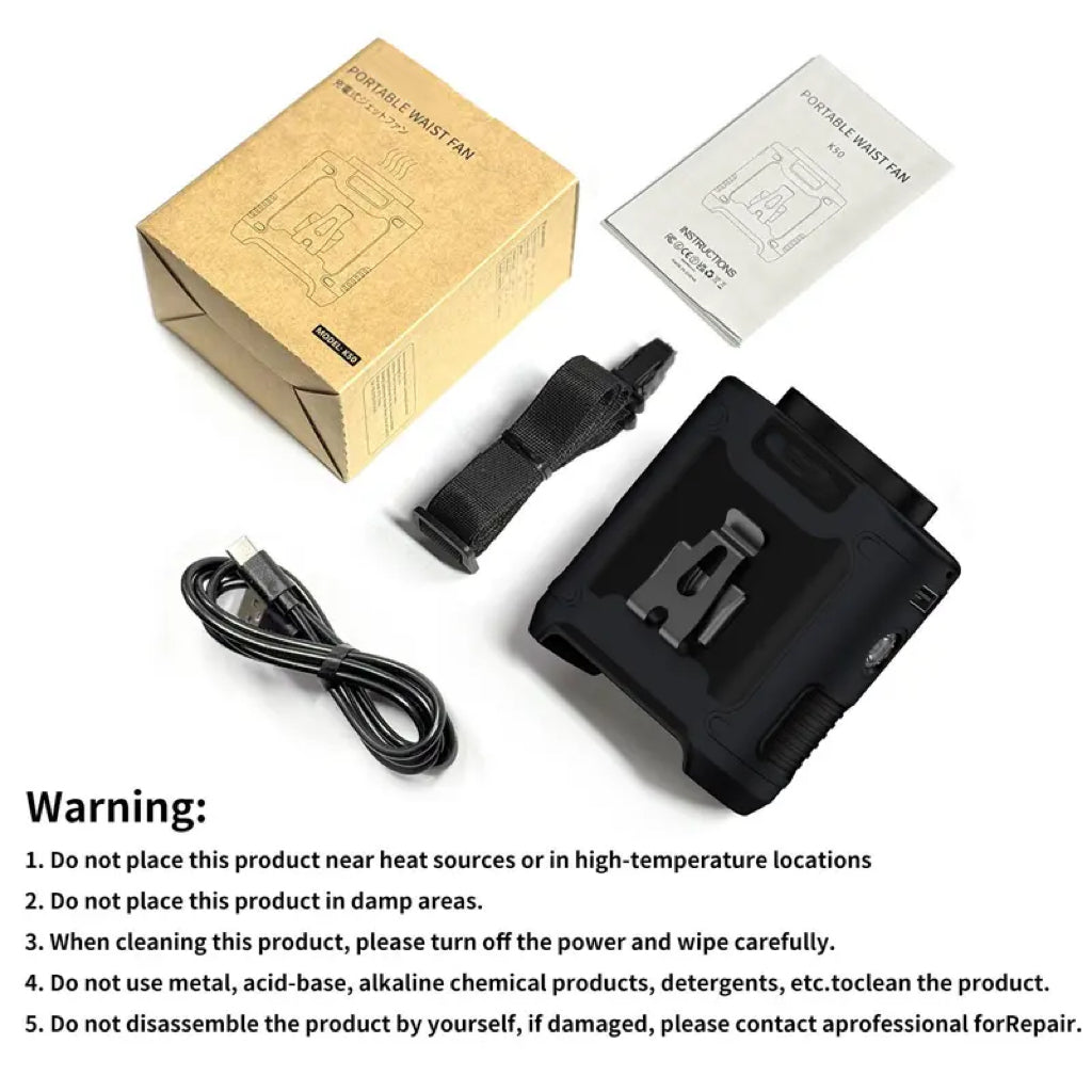 10000mAh Power Bank, Portable Waist Fan Clip-on Wearable Belt Personal Fan, Rechargeable Battery Operated With Flashlight Hands-Free Up to 40H/67H Cooling, USB Cooling Fan For Outdoor #GLOBAL PICKS