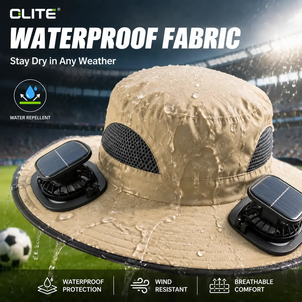 New Solar-Powered Outdoor Cooling Fan Hat — Sun Protection Hat with Solar Fan | Dual-Power Rechargeable Fan | Outdoor Water-Resistant Fan | Ideal for Sporting Events | Unisex Design