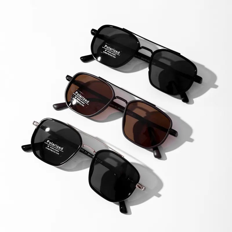 Fashion Geometric Double-Beam Sunglasses - 2026 Fall/Summer Trend, High-Quality Lightweight Durable Metal-Framed Rimmed Frames, Funky Unique Men's Accessories, Birthday Cool Gifts for Guys,summeroutfits,vacationoutfits,beachoutfits