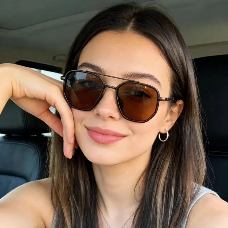 Fashion Geometric Double-Beam Sunglasses - 2026 Fall/Summer Trend, High-Quality Lightweight Durable Metal-Framed Rimmed Frames, Funky Unique Men's Accessories, Birthday Cool Gifts for Guys,summeroutfits,vacationoutfits,beachoutfits
