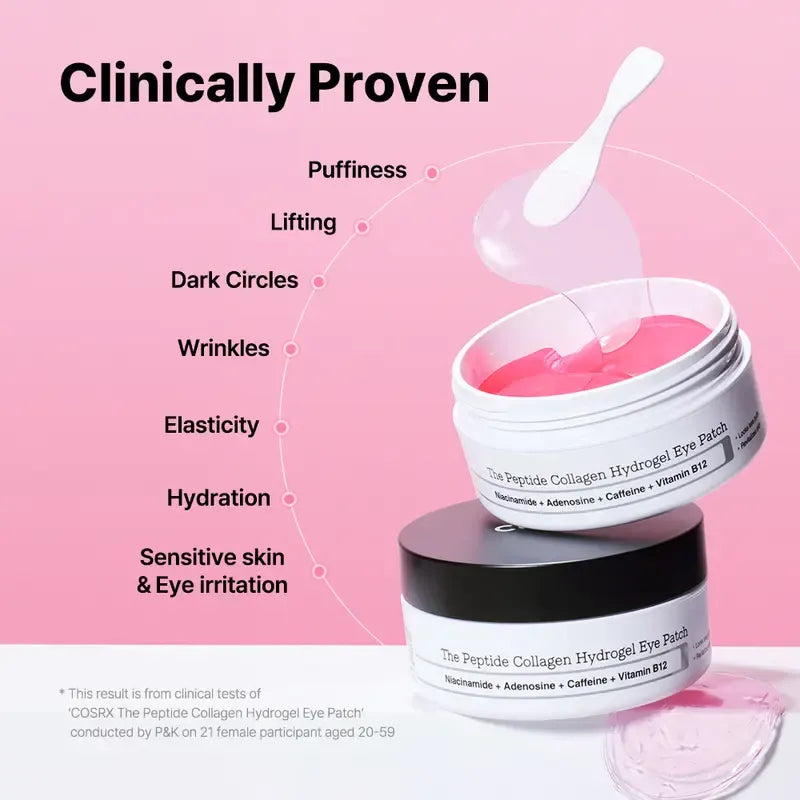 The Peptide Collagen Hydrogel Eye Patch 60 Patches Reduce Puffiness Hydrate Under-Eye Bags in 10 Minutes