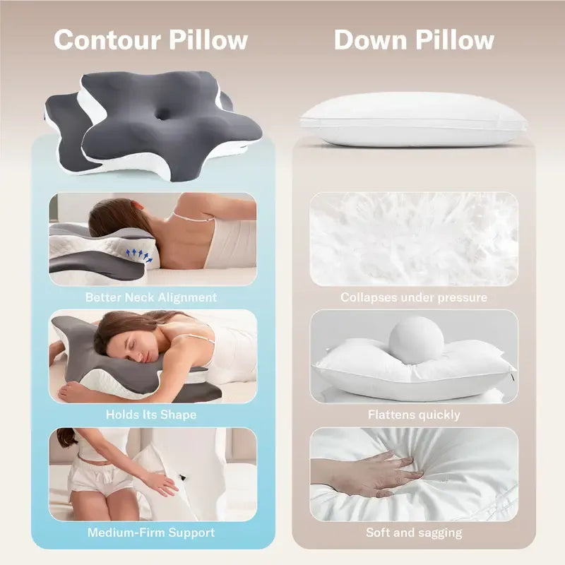 Cervical Memory Foam Pillow for Neck and Shoulder Pain Relief, Adjustable Ergonomic Contour Orthopedic Pillow with Cervical Support for Side, Back and Stomach Sleepers