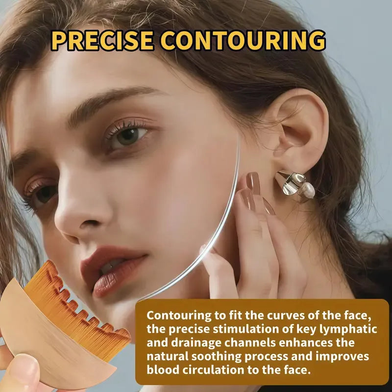 2PCS Lymphatic Contour Face Brush for Jawline & Chin Sculpting Dry Brushing Massager for Lymphatic Drainage & Facial Fatigue Relief Ergonomically Designed to Fit The Skin Precisely Beauty Roller Daily