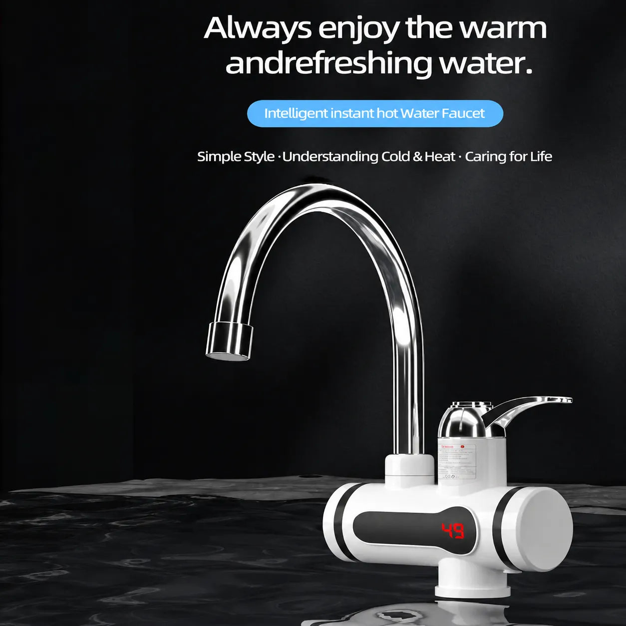 Kitchen Electric Water Tap  Water Heater Temperature Display Cold Heating Faucet Hot Water Faucet Heater