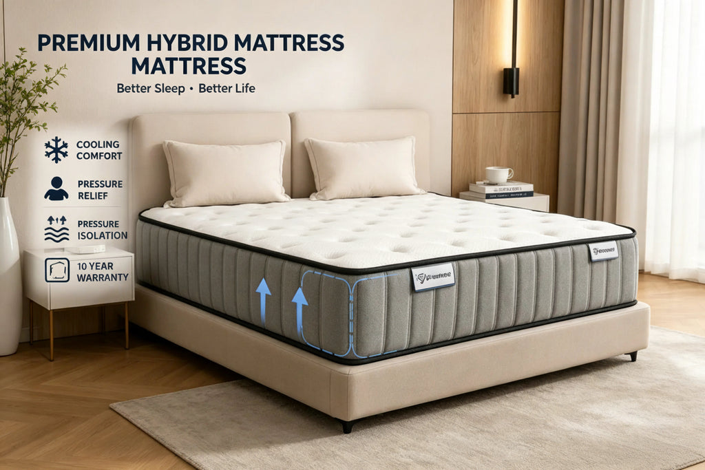 Luxury Hybrid Memory Foam Mattress – Cooling Pocket Spring Bed Mattress for Deep Sleep