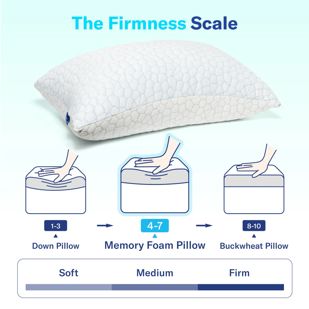 Cooling Pillow – Adjustable Shredded Memory Foam Pillow with Cooling-to-the-Touch Fabric, Dual-Sided Comfort & Breathable Support