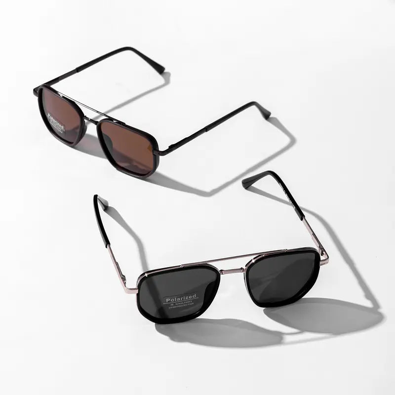 Fashion Geometric Double-Beam Sunglasses - 2026 Fall/Summer Trend, High-Quality Lightweight Durable Metal-Framed Rimmed Frames, Funky Unique Men's Accessories, Birthday Cool Gifts for Guys,summeroutfits,vacationoutfits,beachoutfits