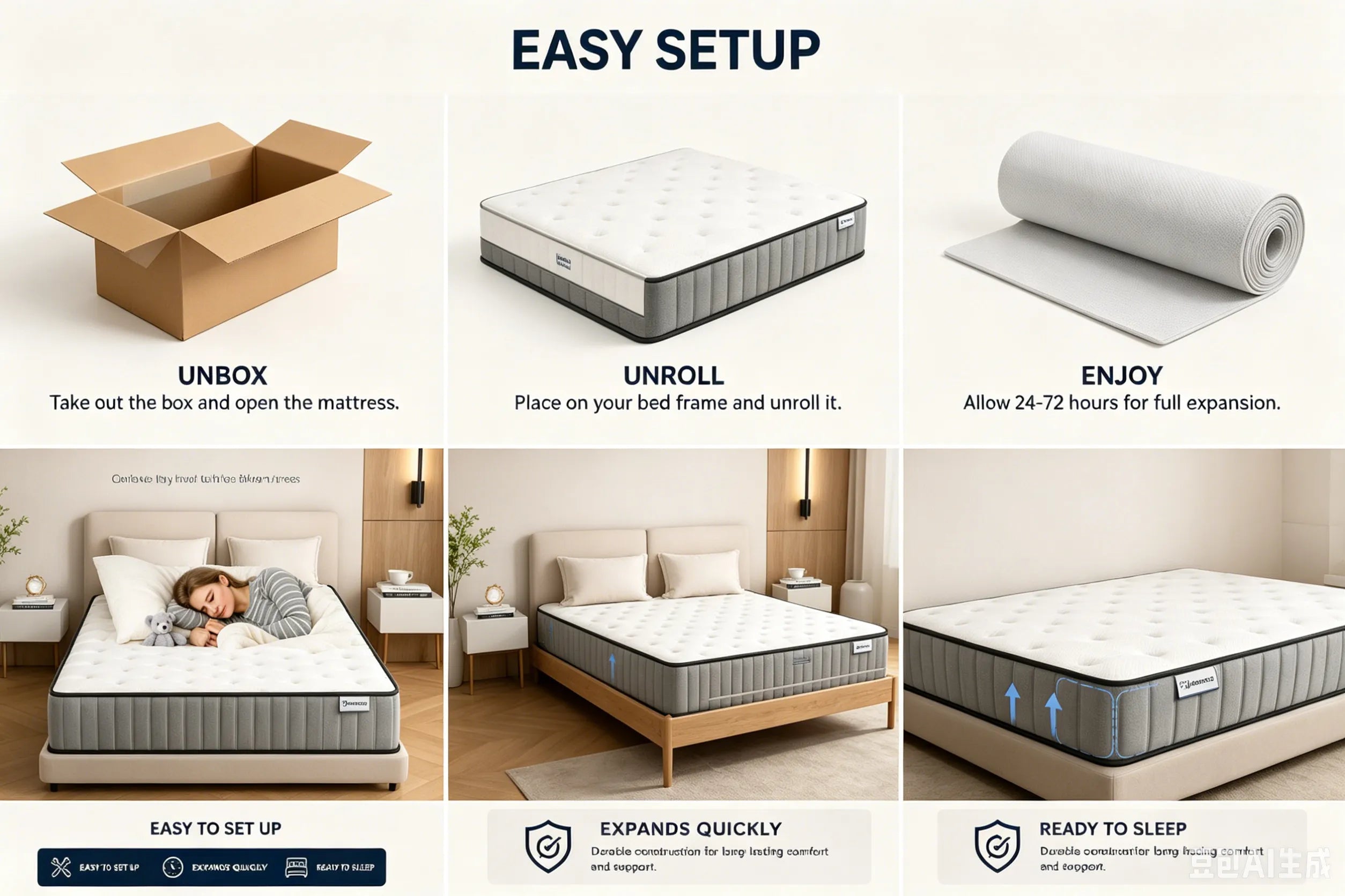 Luxury Hybrid Memory Foam Mattress – Cooling Pocket Spring Bed Mattress for Deep Sleep