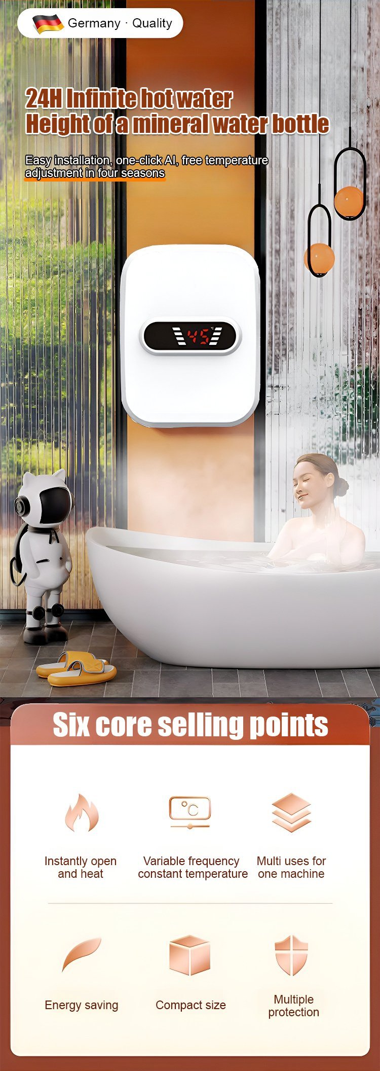 Instant Tankless Water Heater – Smart Constant Temperature Hot Water System