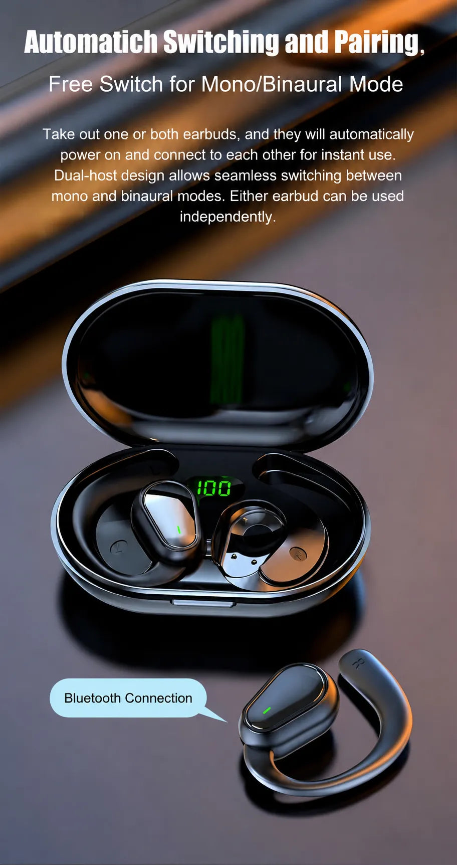 Luxe Pro Open-Ear Wireless Headphones - Bone Conduction Comfort Bluetooth 5.3 Earphones with LED Power Display | COD & Free Shipping