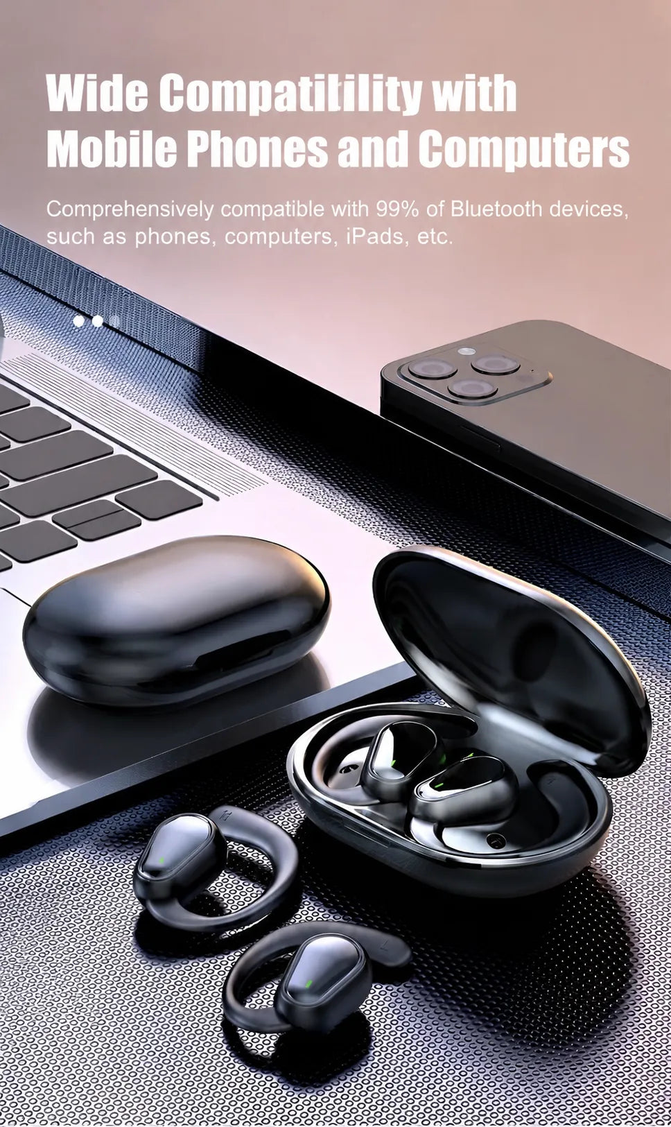 Luxe Pro Open-Ear Wireless Headphones - Bone Conduction Comfort Bluetooth 5.3 Earphones with LED Power Display | COD & Free Shipping