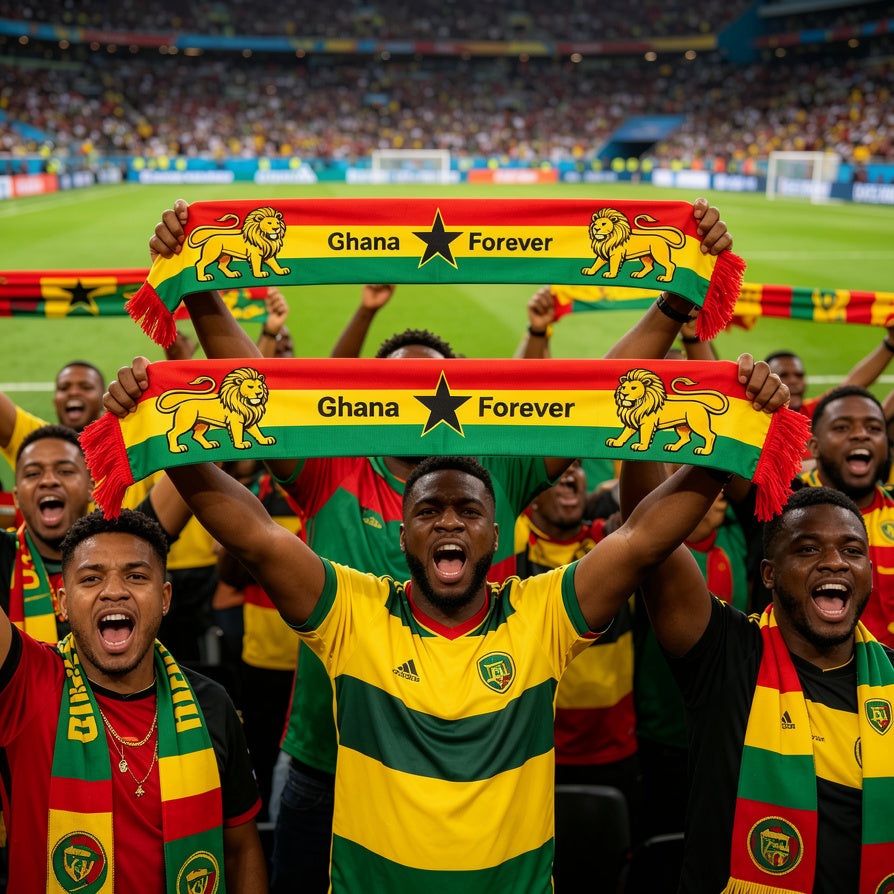 Écharpe de supporter des Black Stars du Ghana 🇬🇭 | Achetez-en 2, économisez 80 GH¢ | Paiement à la livraison et livraison gratuite