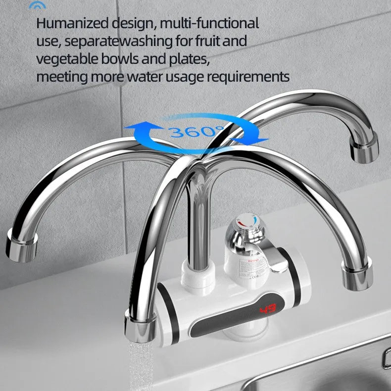 Kitchen Electric Water Tap  Water Heater Temperature Display Cold Heating Faucet Hot Water Faucet Heater