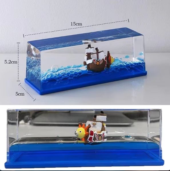 One Piece Liquid Wave Ship Toy – Floating Pirate Ship Desk Decor Stress Relief Ornament