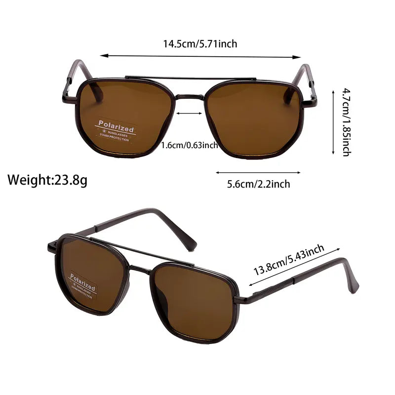 Fashion Geometric Double-Beam Sunglasses - 2026 Fall/Summer Trend, High-Quality Lightweight Durable Metal-Framed Rimmed Frames, Funky Unique Men's Accessories, Birthday Cool Gifts for Guys,summeroutfits,vacationoutfits,beachoutfits