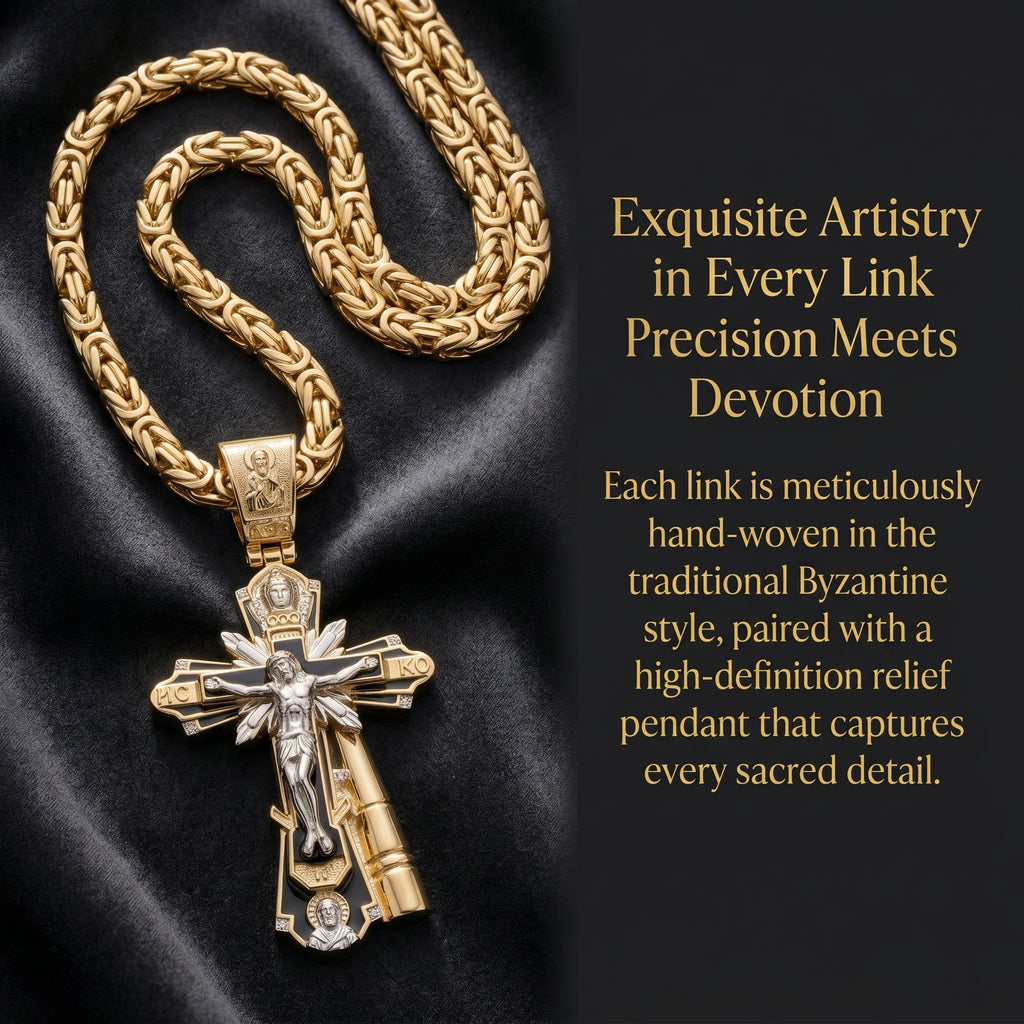 Sacred Heritage | Byzantine Crucifix Necklace - Premium Gold Plated Stainless Steel