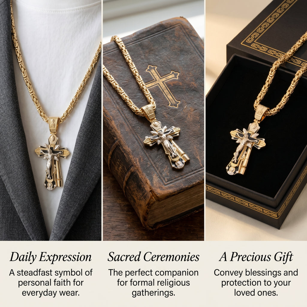 Sacred Heritage | Byzantine Crucifix Necklace - Premium Gold Plated Stainless Steel