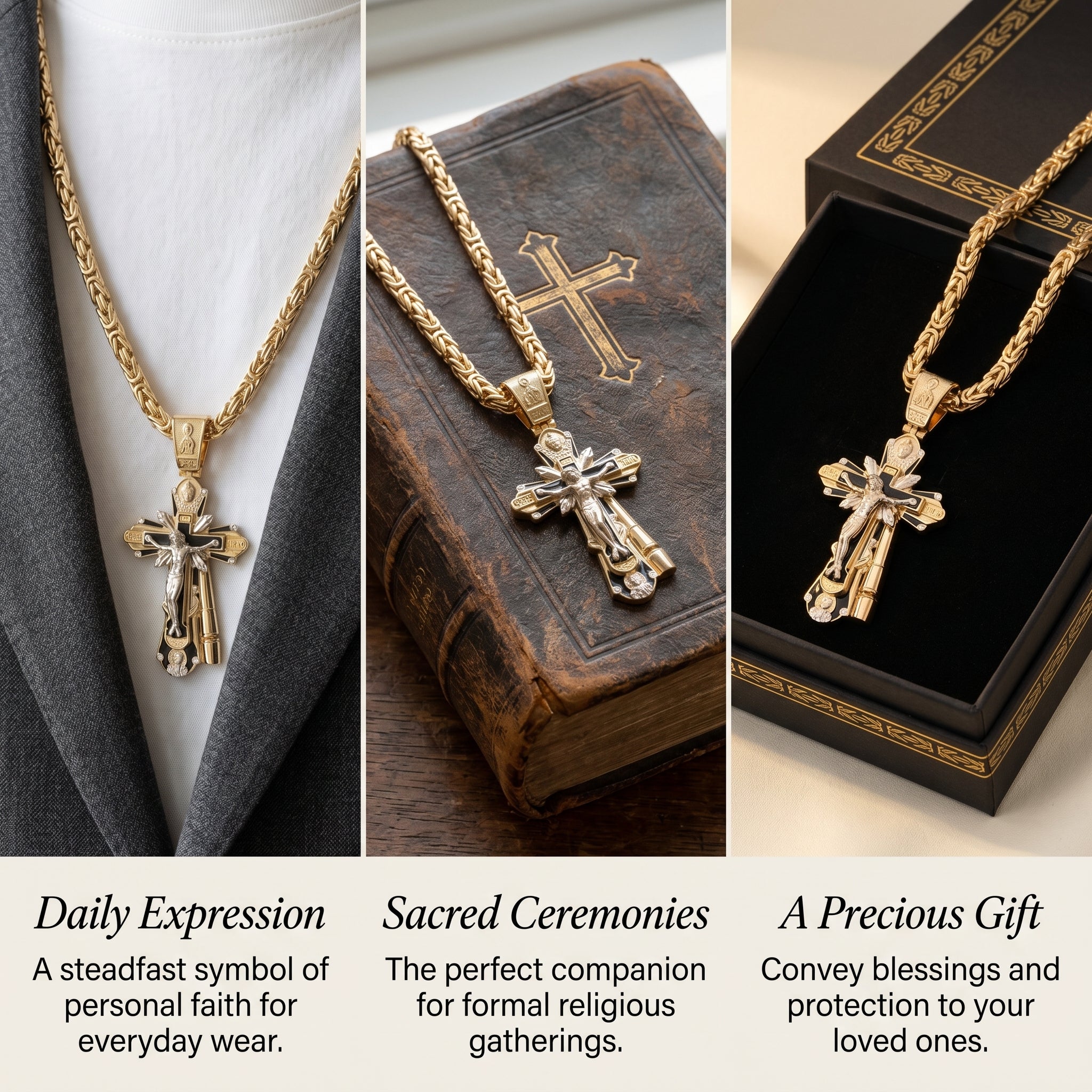Sacred Heritage | Byzantine Crucifix Necklace - Premium Gold Plated Stainless Steel