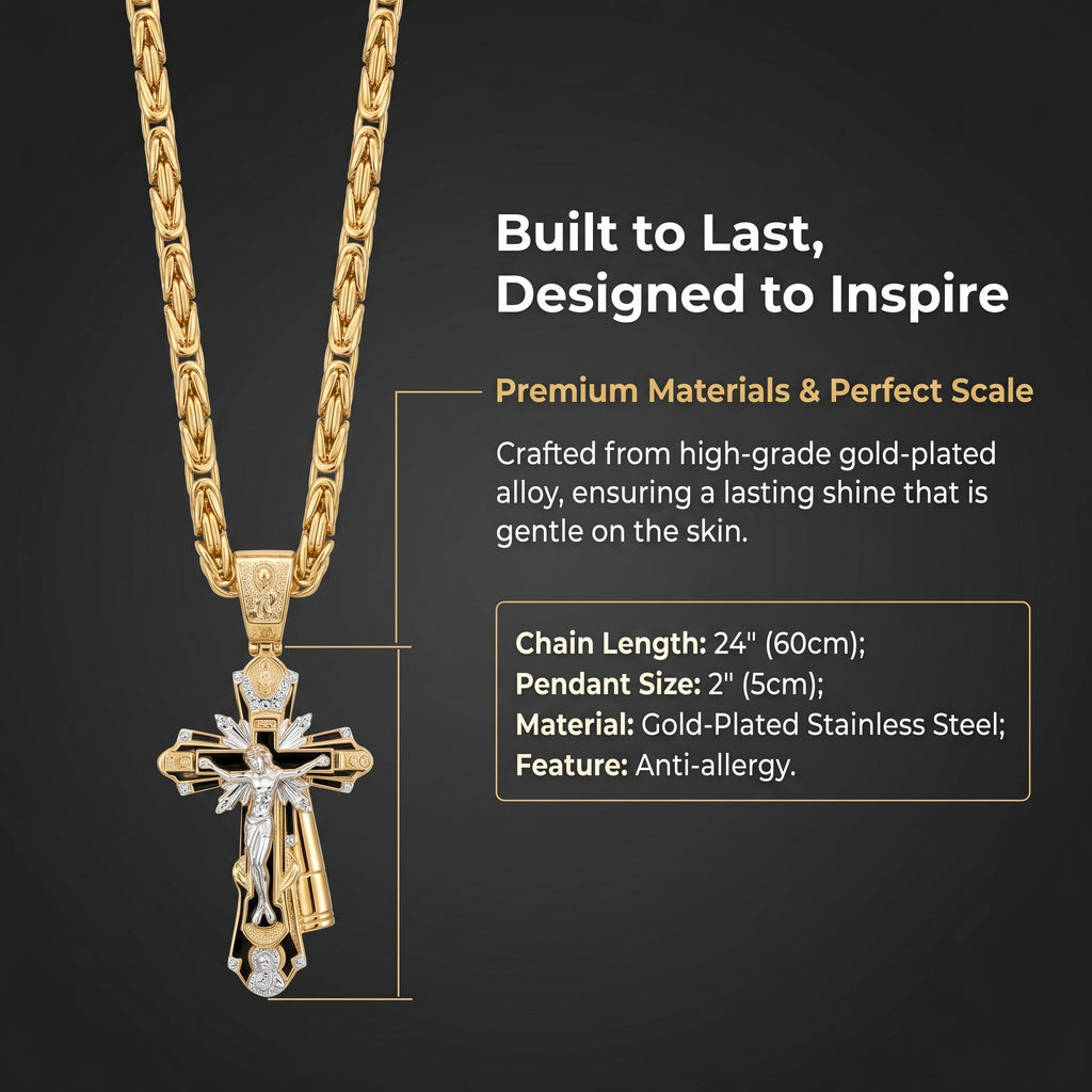 Sacred Heritage | Byzantine Crucifix Necklace - Premium Gold Plated Stainless Steel