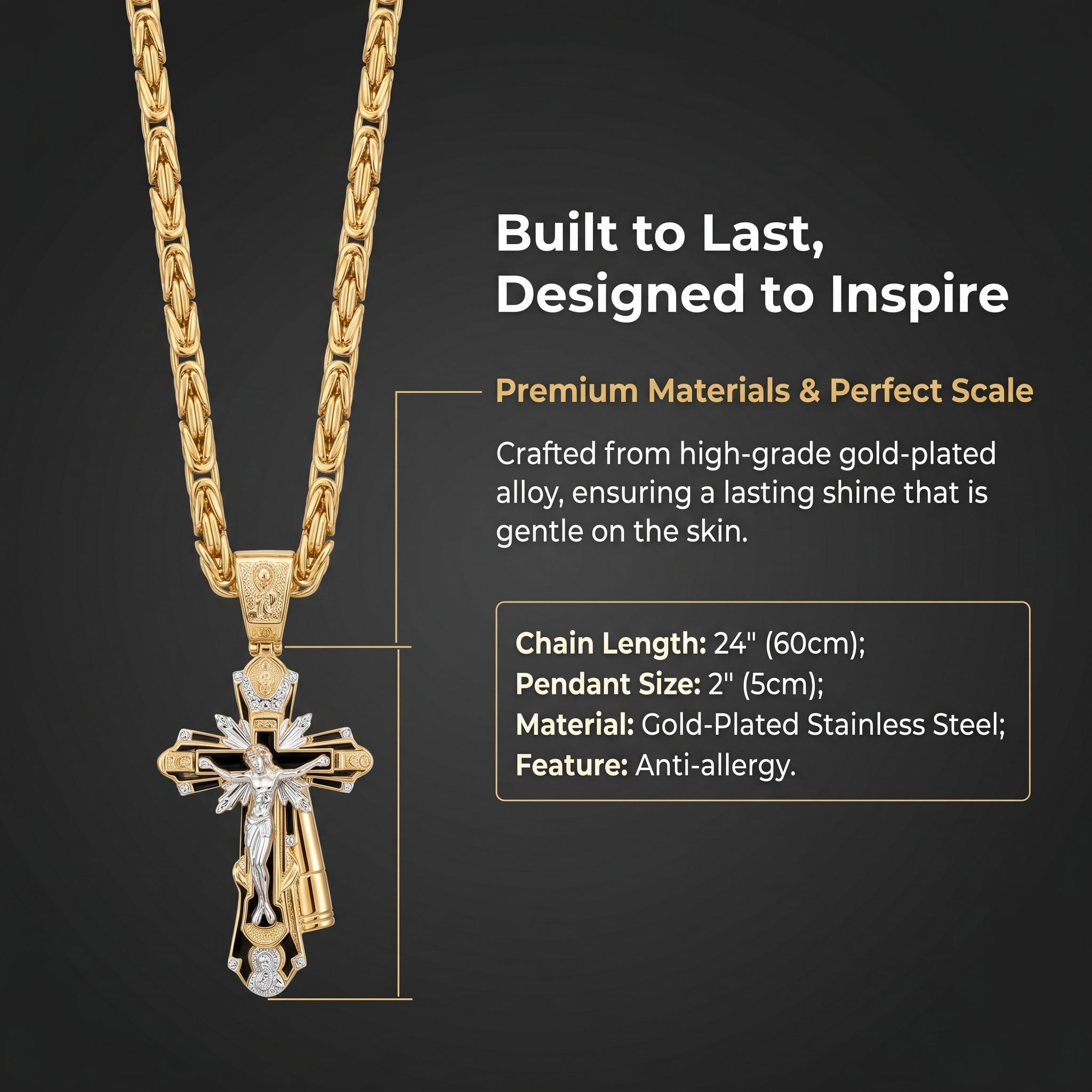 Sacred Heritage | Byzantine Crucifix Necklace - Premium Gold Plated Stainless Steel