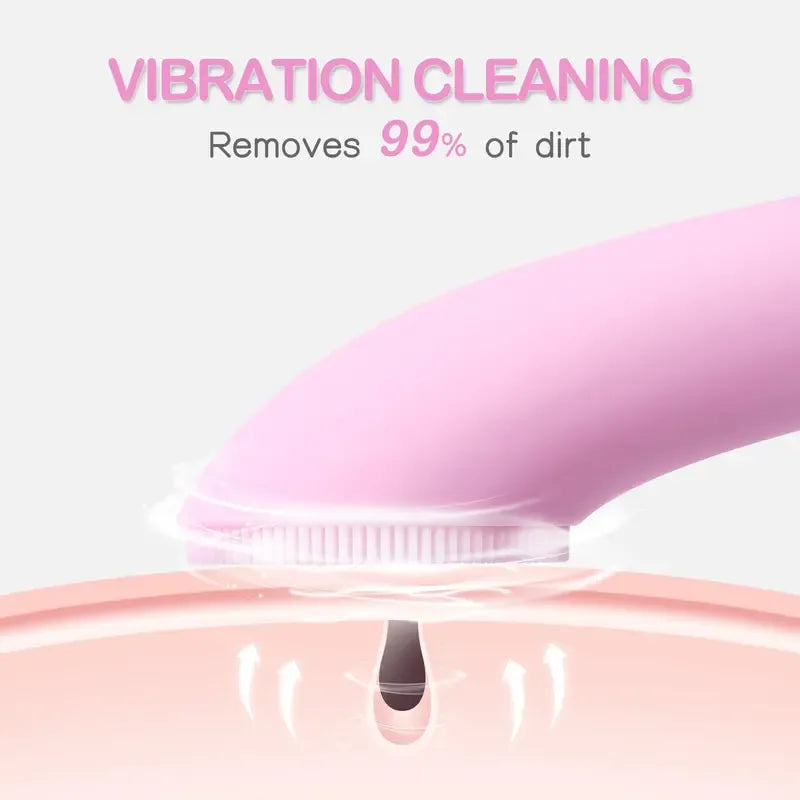 Facial Cleansing Brush, Dwenini Heatable Vibrating Face Scrubber with Massage, Silicone Face Scrubber for Women & Men, Electric Facial Cleanser for Deep Cleansing, Gentle Exfoliating (Pink) SummerWins DealsForYouDays