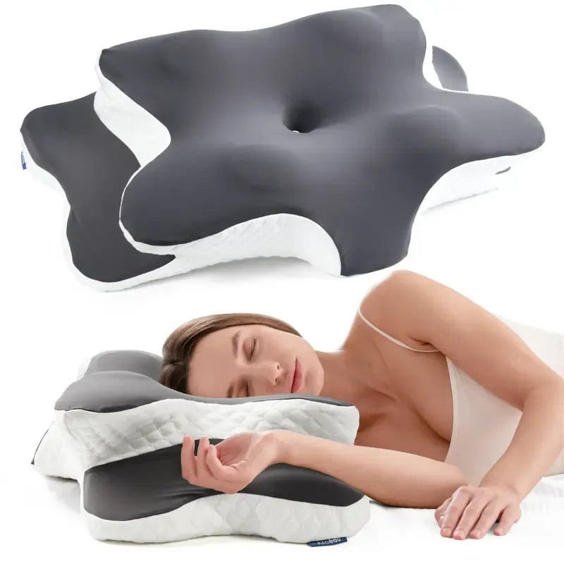 Cervical Memory Foam Pillow for Neck and Shoulder Pain Relief, Adjustable Ergonomic Contour Orthopedic Pillow with Cervical Support for Side, Back and Stomach Sleepers