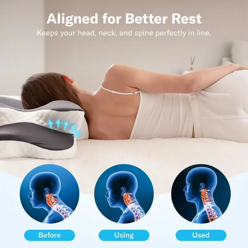 Cervical Memory Foam Pillow for Neck and Shoulder Pain Relief, Adjustable Ergonomic Contour Orthopedic Pillow with Cervical Support for Side, Back and Stomach Sleepers