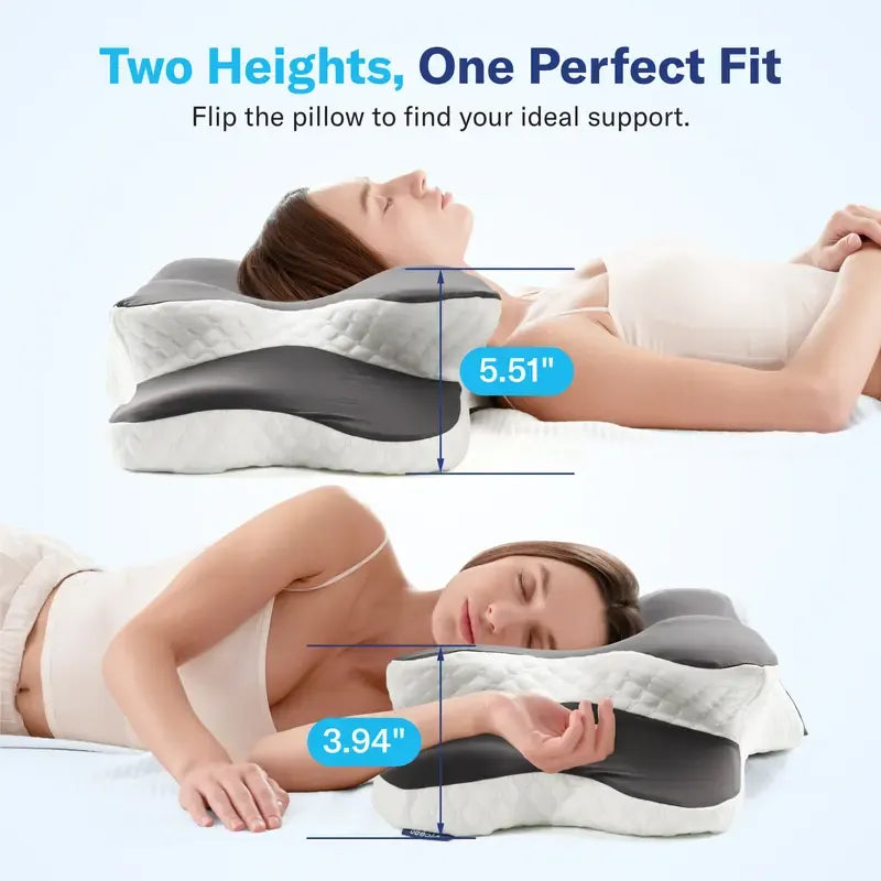 Cervical Memory Foam Pillow for Neck and Shoulder Pain Relief, Adjustable Ergonomic Contour Orthopedic Pillow with Cervical Support for Side, Back and Stomach Sleepers