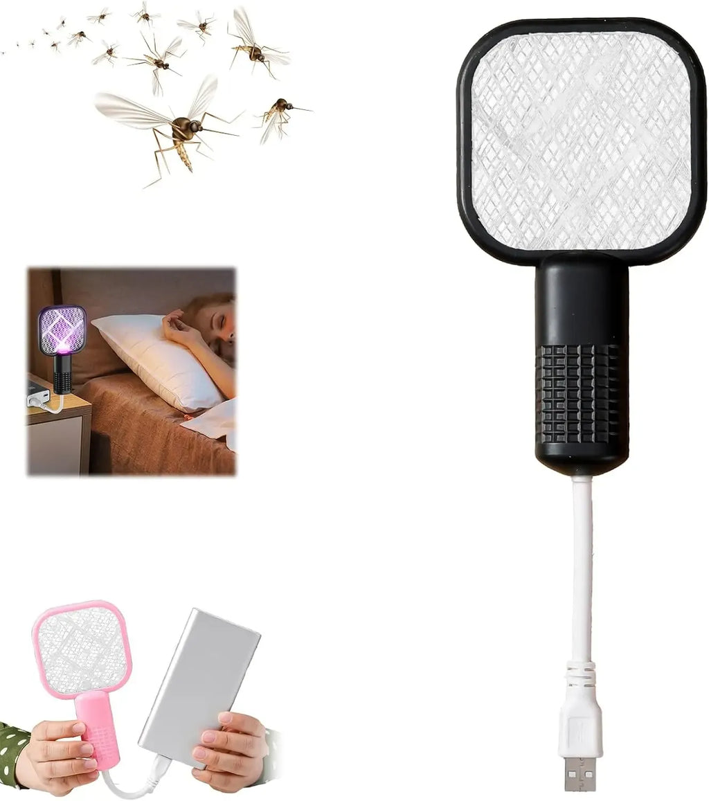 1/2PCS USB Mini Portable Mosquito Zapper – 2-in-1 Bug Killer Bat with UV-A Light Protector, USB-Powered LED Lamp Indoor Mosquito Trap, Compact Travel-Friendly Design, Quiet Effective Operation, Ideal for Bedroom, Camping & Office Use