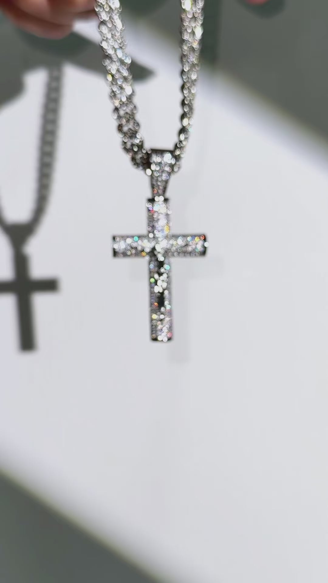 18K Gold Iced Out Jesus Cross Pendant Cuban Link Necklace | Religious Hip Hop Jewelry